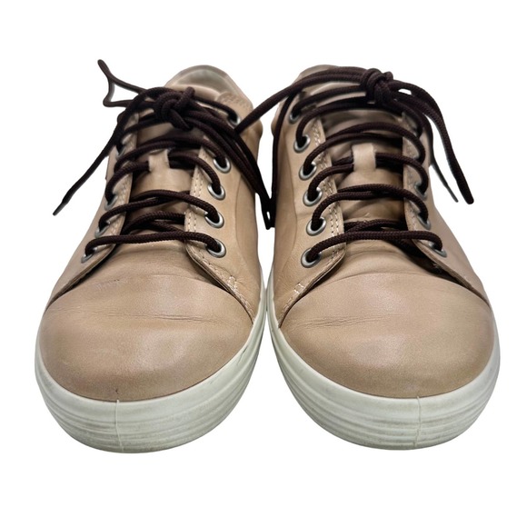 Ecco | Women | Soft 7 Neutral Leather Extra Wide Casual Sneakers | Size 10 - Picture 4 of 14
